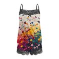 thumbnail image 4 of Women's Valentine's Day Lace Sleeveless Tank Top with Spliced Shorts Casual Pajama Set, 4 of 5