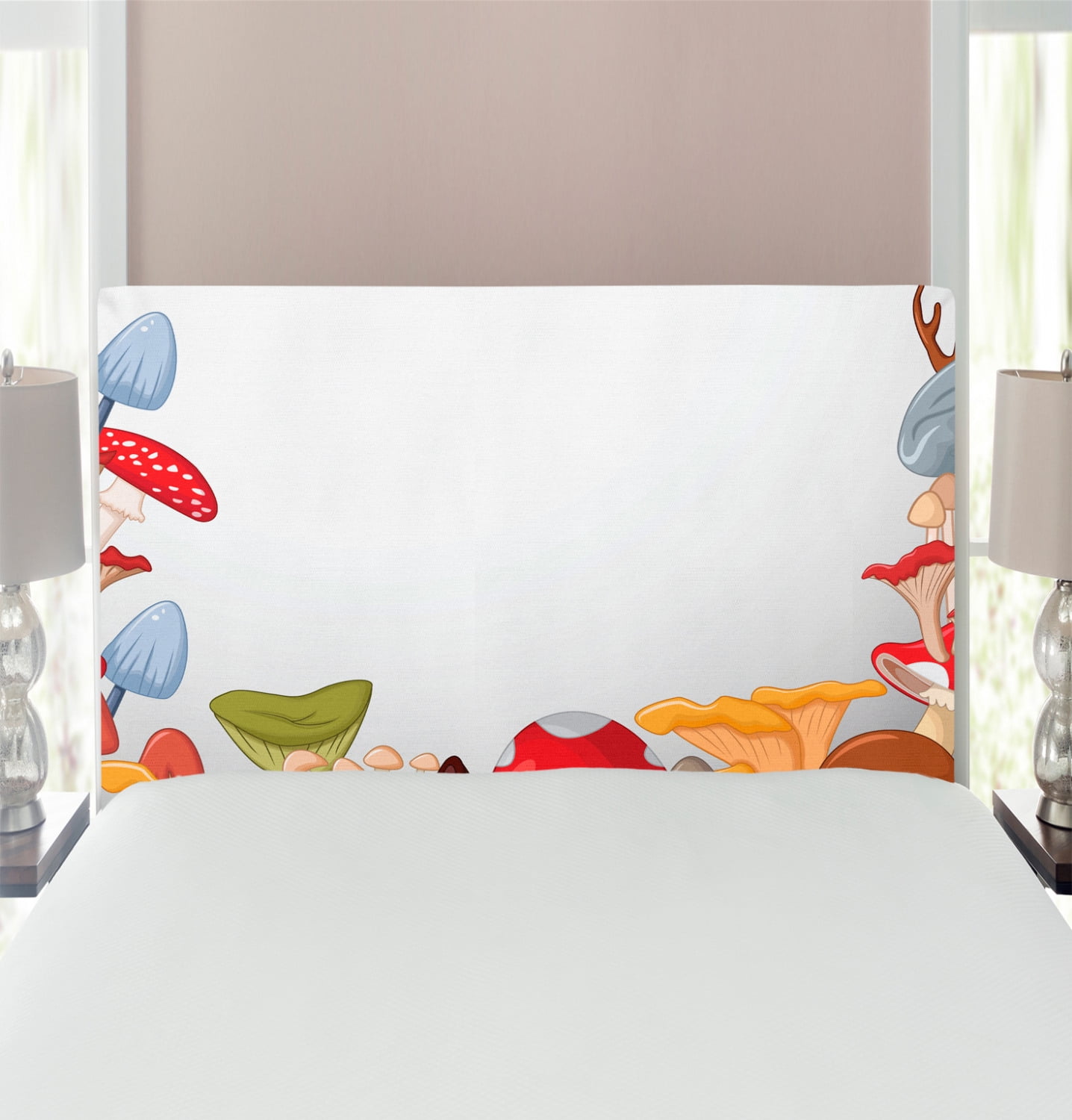 Mushroom Headboard, Bunch of Mushrooms Toadstools Fungi Wildlife in