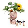 thumbnail image 1 of Face Planter Pot, Resin High Drainage Efficiency Stable Head Planter Unique  for Home Decor, 1 of 8