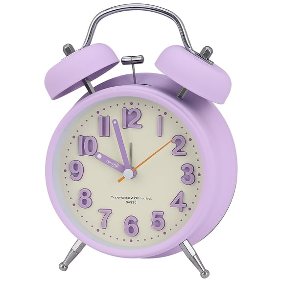 REGALWOVEN Loud Alarm for Deep Sleepers Twin Bell Alarm Clock, Digital Dial with Nightlight for Bedroom and Home Decoration Purple 4.6"L x 2.2"W x 6.6"H