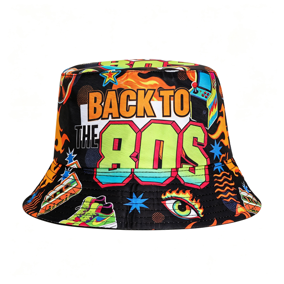 TELOLY Retro 80S Bucket-Hat Fishing-Hat for Men Women Rave Party Accessories Hat for Summer Beach Party Supplies Multi Summer Beach Bucket Hats for Men
