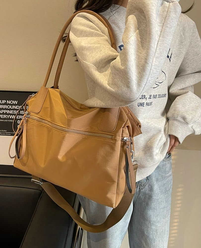 Zhengup Large Handbags for Women Top-Handle Purse Roomy Casual Shoulder Crossbody Bags Nylon Travel Working Tote Purse