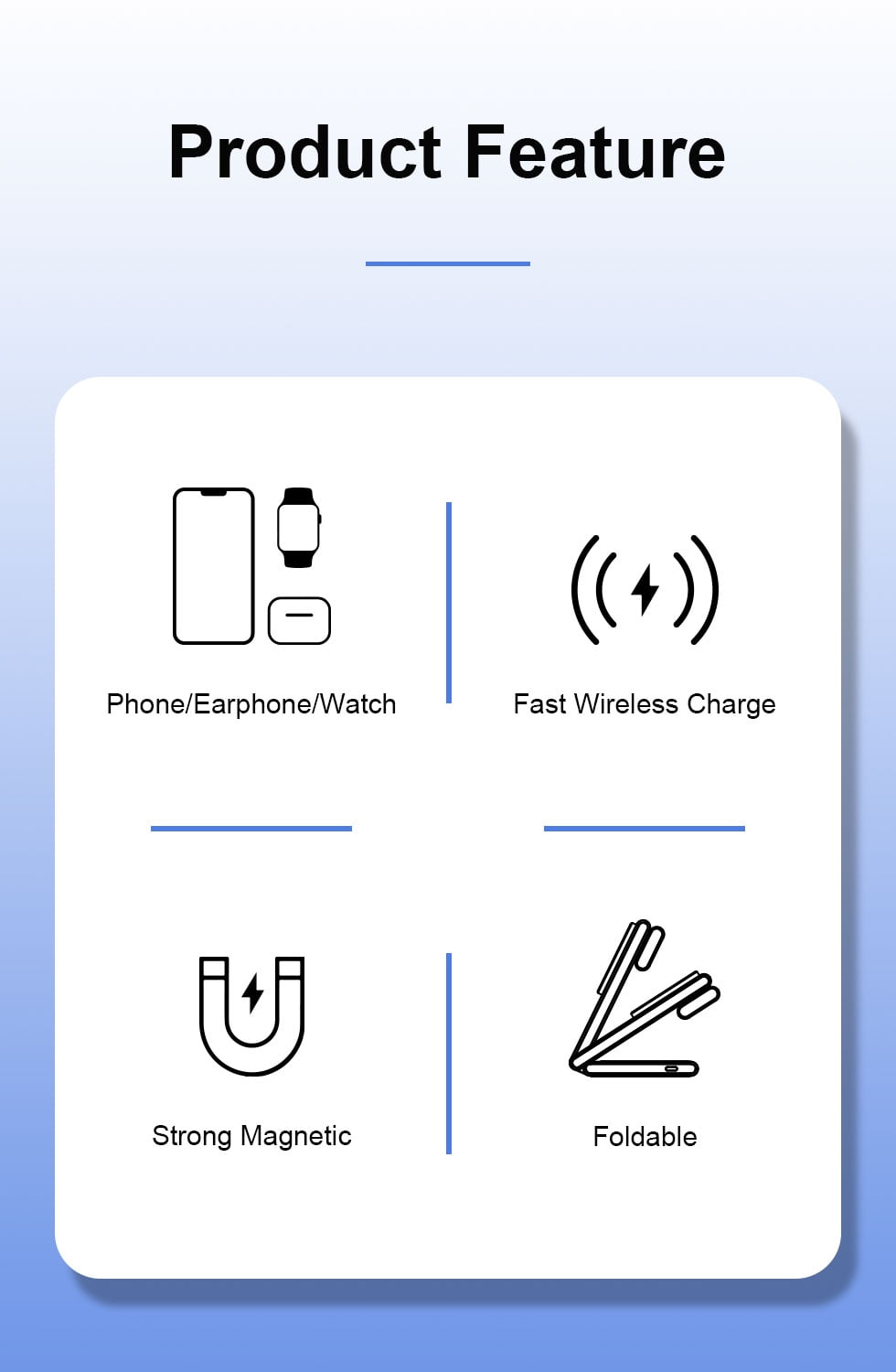 YFZN M5 3 in 1 Wireless Charging Station for Multiple Devices, Fast Foldable Portable Travel Stand for iPhone 16/15/14/13/12/Series, Magnetic Charger for Apple Watch 10/Ultra 2/AirPods (all)