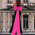 thumbnail image 4 of Scheam Satin Bow Wedding Dress Trailing,Removable Large Bow for Women,Elegant Ribbon Bow,Detachable Sweep Train Waist Sash Belt,for Wedding Birthday Prom Party Bridal Gown (Hot Pink), 4 of 6