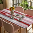 thumbnail image 3 of Red Pink Gray Stripes Table Cloths for 5 Foot Rectangle Tables, Modern Abstract Minimalist Retro Patio Waterproof Elastic Fitted Tablecloths, Washable Rectangular Table Cover for Camping, 3 of 8