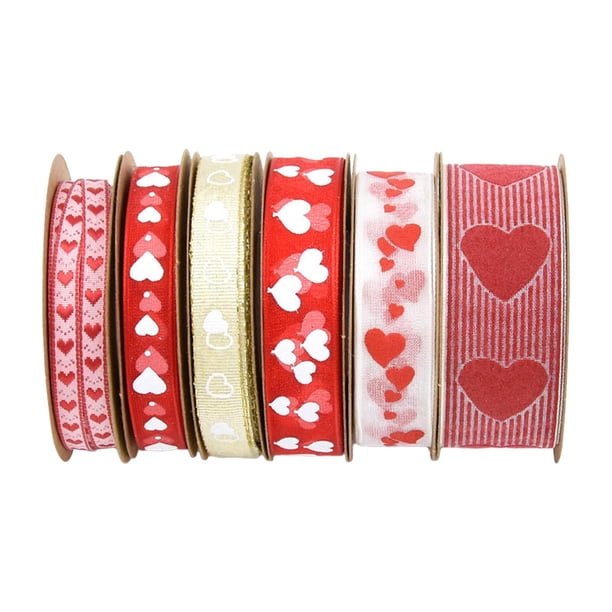 6 cintas para el día de San Valentín, cinta con forma de corazón, manualidades DIY, cintas para envolver, cinta de costura para suministros de fiesta,