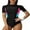 Pink, variant on Charmo Womens Color Contrast Swim Shirt Tops UV Protection Short Sleeve Rash Guard