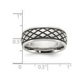 thumbnail image 2 of Mens Stainless Steel 8mm Polished Checkered Pattern Ring, 2 of 4