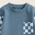 thumbnail image 3 of Xudanell Boy Baby Clothes 3 6 9 12 18 24 Months Boys Winter Jogger Grid Pants Outfits Contrast Color Sweatshirts Boy Outfits Blue 6-12 Months, 3 of 5