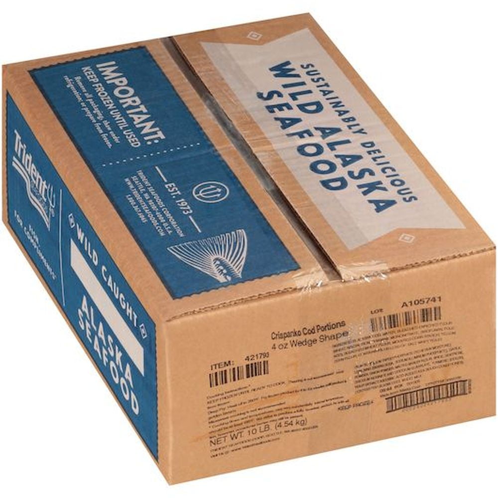 Trident Seafoods Crunchy Panko Raw Breaded Cod Wedge 4 Ounce Portions, 10 Pound -- 1 each