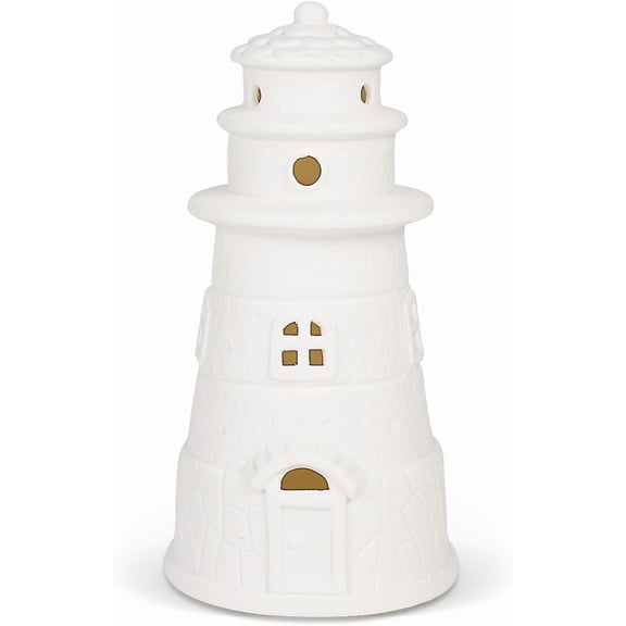 White Ceramic Lighthouse Statue Lamp - Light House Book Shelf Decor Aesthetic,Beach Themed Room Decor,Nautical Coastal Ocean Decor for Home Bedroom Bathroom Living Room