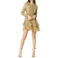 thumbnail image 3 of Allegra K Women's Floral Printed Smocked Waist V Neck Long Sleeve Chiffon Dresses, 3 of 7