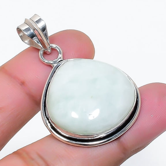 Natural Moonstone Gemstone Handmade 925 Sterling Silver Pendant 1.58"