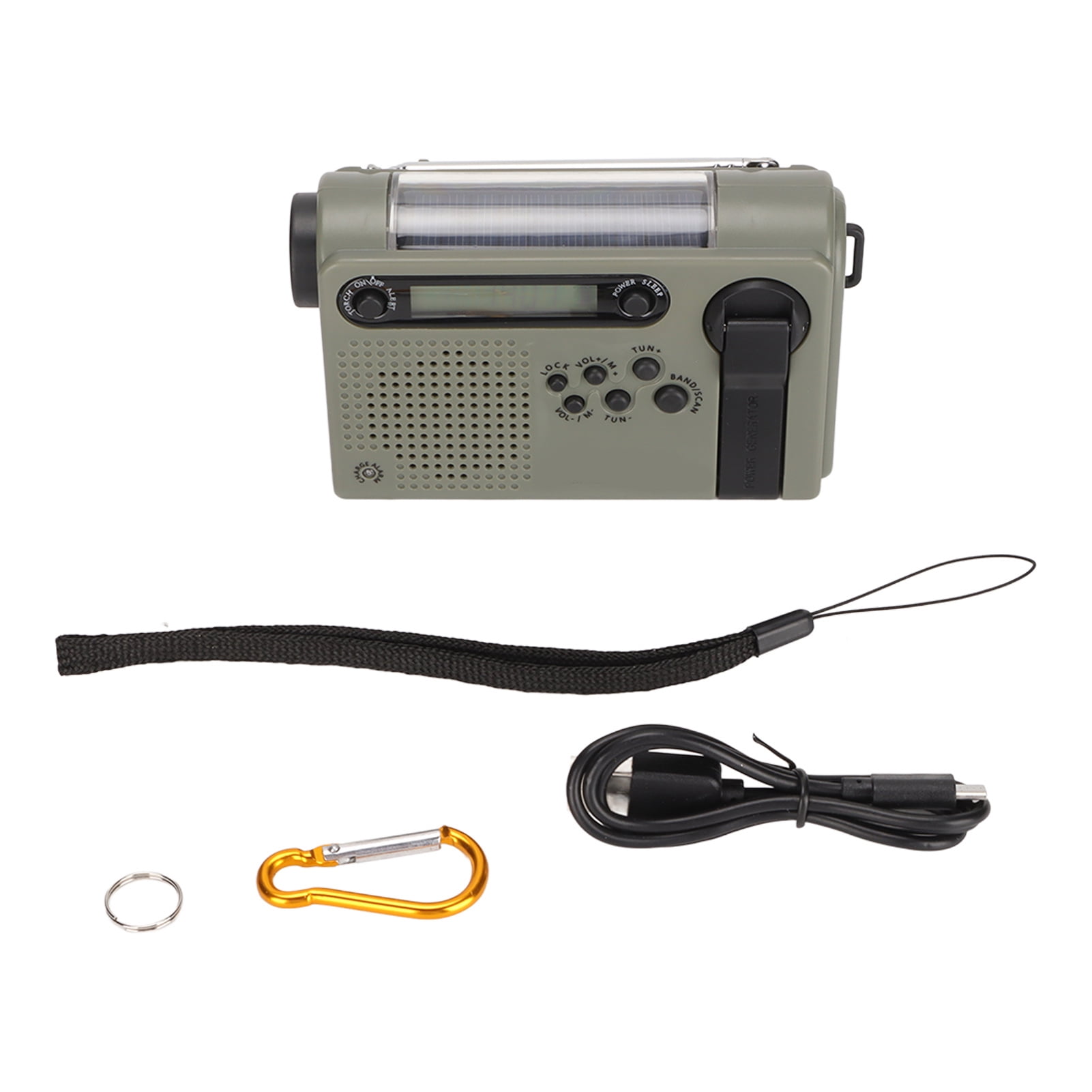 Emergency Radio Portable SOS Alarm Large Memory Capacity FM AM SW Solar Charging Full Band RadioBlack Green