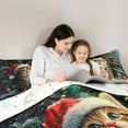 thumbnail image 5 of Manfei Kawaii Christmas Cat Full Size Comforter Sets for Child, Winter Xmas Tree Bedding Comforter Set, Happy New Year Reversible Bedding Sets, Super Cozy Room Decor, 3 Pieces, 5 of 8