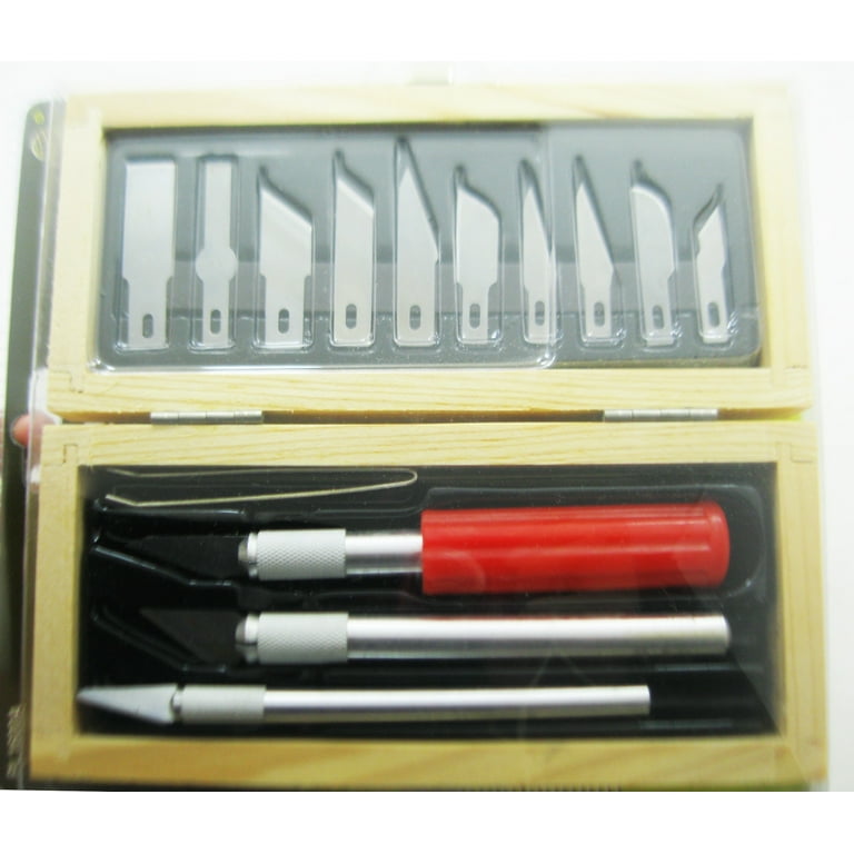 16/set Hobby Razor Blade w/ Wood Case Exacto Blades Craft knife Stencil 