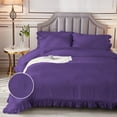thumbnail image 3 of DNG Creations 1 Piece Vintage Ruffle Pattern Comforter Set Premium Ultra Soft 550 GSM All Season ( Oversized Super King Size ) 100% Egyptian Cotton Solid Purple Colour, 3 of 8