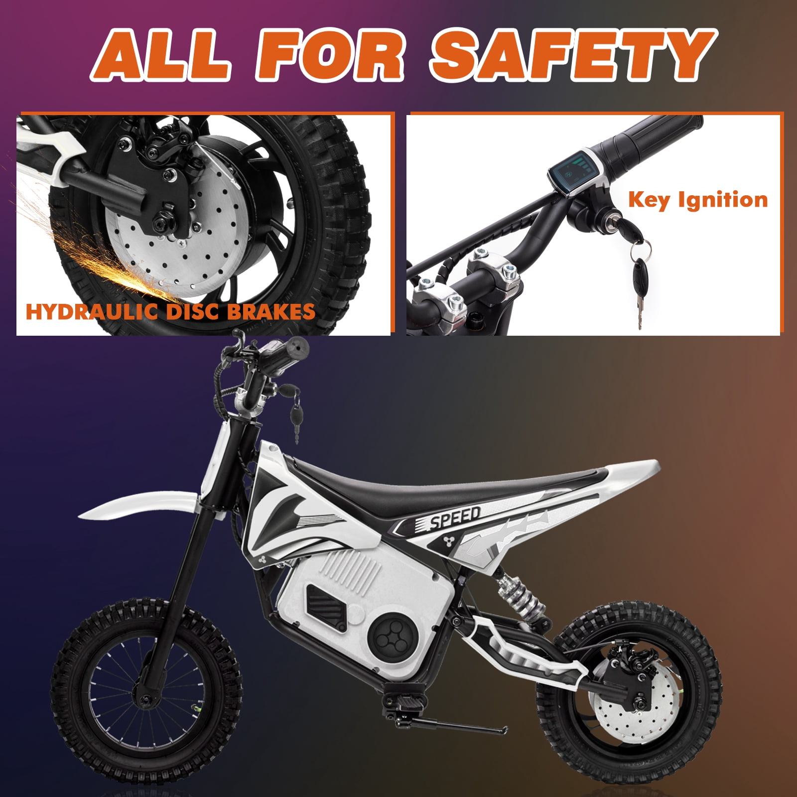 Kerry Yoo C11 36V Electric Dirt Bike for Kids 8-14, 350W Ride on Motorcycle, Electric Motorbike Teens,16 mph, High/Low Speeds-White