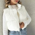 thumbnail image 4 of Drses Women's Padded Vest, High Stand Collar Lightweight Zip Crop Puffer Gilet, 4 of 7