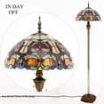 thumbnail image 6 of Tiffany Style Floor Standing Lamp W16H64 Inch(2LED Bulb Included) Stained Glass Crystal Bead Flower Shade 2E26 Antique Reading Lighting Resin Base S617 WERFACTORY LAMPS Bedroom Living Room, 6 of 7