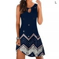 thumbnail image 2 of Robe Bohème Femme Vêtements de Plage Robe Mini Sans Manches, Robe Mini Bleu Marine, Rayé, L, 2 of 5