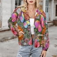 thumbnail image 3 of Jackets for Women Winter Coat Jackets Flannel Stand Collar Jacket(Whimsical Floral Sun Butterfly Dream,Size:S-4XL), 3 of 7