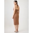 thumbnail image 3 of Globus Women Brown Georgette Self Design Halter Tie-Up Neck Smocked Midi Bodycon Party Dress, 3 of 5
