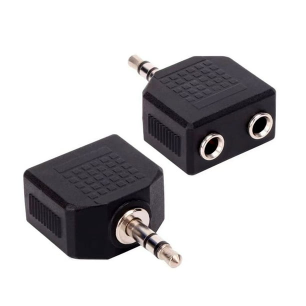 Adaptador de conector de auriculares de 3,5 mm + auriculares + divisor, adaptador de conector doble de auriculares de 3,5 mm a 1/8, divisor en Y, paquete de 2, divisor de auriculares estéreo