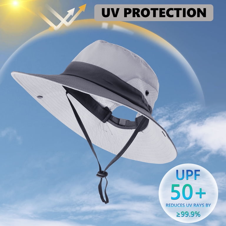 UPF 50+ Sun Hat with Ponytail Hole - Waterproof Fishing Hiking Hat 3 Pack Womens Ponytail Sun Hat with Neck Flap Wide Brim UV  main image 4