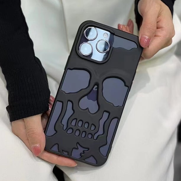 Funda de calavera de esqueleto de lujo para iPhone 14, 13, 12, 11 Pro Max, fundas de teléfono a prueba de golpes, cubierta trasera, cámara de protección completa, Funda hueca de TPU Fivean unisex