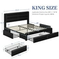 thumbnail image 4 of Renwick King Size Upholstered Platform Bed with Storage Drawers and USB Ports, Adult, Black, 4 of 8