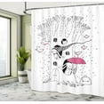 thumbnail image 5 of Ambesonne Magic Shower Curtain, Birds Rabbits Tree Rainy, 69"Wx75"L, White Pink, 5 of 5