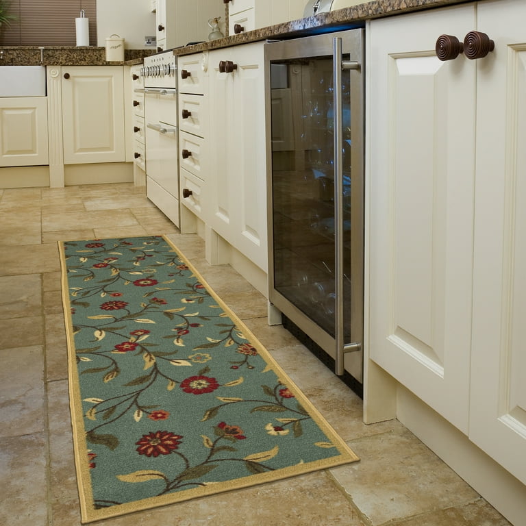  Rubber Backed Runner Rug, (5 ft Runner) 60 in x 22 in, Brown  Floral, Non Slip, Kitchen Rugs and Mats : Home & Kitchen