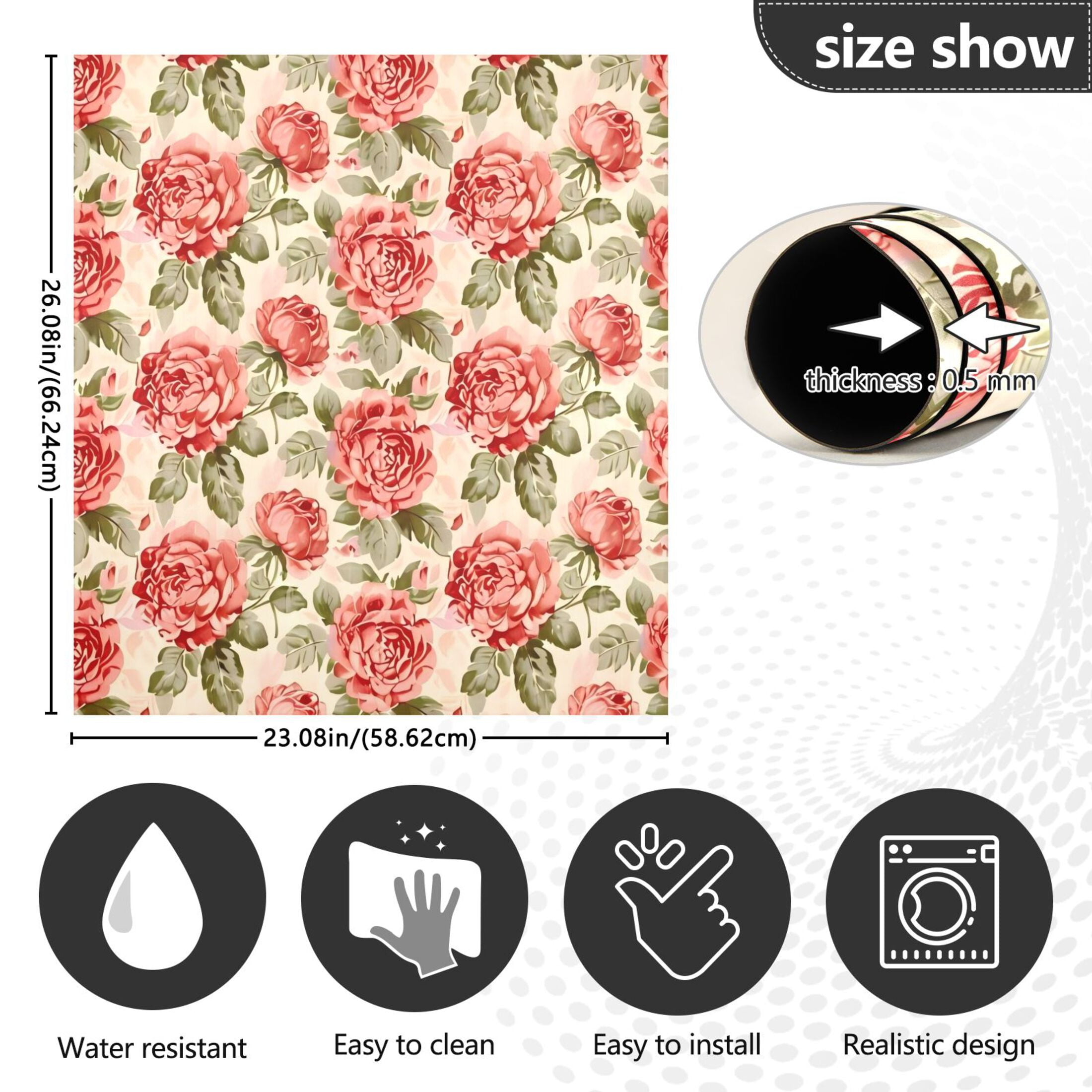 Dishwasher Magnetic Sticker 23x26 Inch Refrigerator Magnetic Sticker Washing Machine Magnetic Sticker Kitchen Panel Magnetic Sticker Home Decor Large Red Flowers