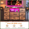 thumbnail image 3 of Romorgniz Dresser TV Stand for 55 inch TV with LED Lights & Charging Station Dresser for Bedroom with 8 Drawers, Rustic Brown, 3 of 12