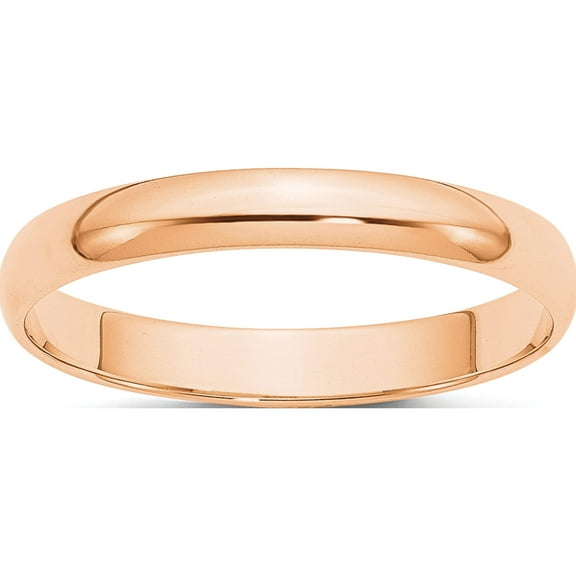 10K Rose Gold 3mm Ltw Half Round Band Size 10.5 Made In United States 1rhrl030-10.5