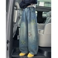 thumbnail image 2 of Jamsmile Toddler Girls Baggy Jeans Star Print Wide Leg Denim Pants Autumn Children Girls Trousers Stretchy Streetwear Jeans, 2 of 9