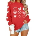 thumbnail image 6 of BLTIBY Valentine Shirts for Women Love Heart Printed Sweater Crewneck Long Sleeve Pullover Blouse Casual Fashion Valentines the Day Top Red 2 L, 6 of 8