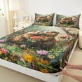 thumbnail image 3 of Feelyou Couple Otter Wildlife Queen Sheet Sets, Rustic Flower Floral Bed Set, 4-Piece, 3 of 7