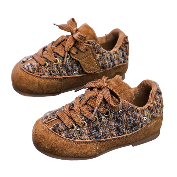 Dakaela Espadrilles Rétro pour Tout-Petits Garçons Bout Rond à Lacets Course Marche Tennis Chaussures en Suède Uniforme Scolaire Décontractées Richelieus Chaussures Habillées Kaki 8
