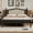 Bed ( Black + Queen ), variant on Noble House Queen Size Wooden Platform Bed with Natural Rattan Headboard,Wooden Slat Support,Black