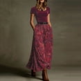 thumbnail image 5 of Warop Plus Size Paisley Print Maxi Skirt for Women Belted Boho High Waist Long Skirt Summer Vacation Swing Dress, 5 of 8