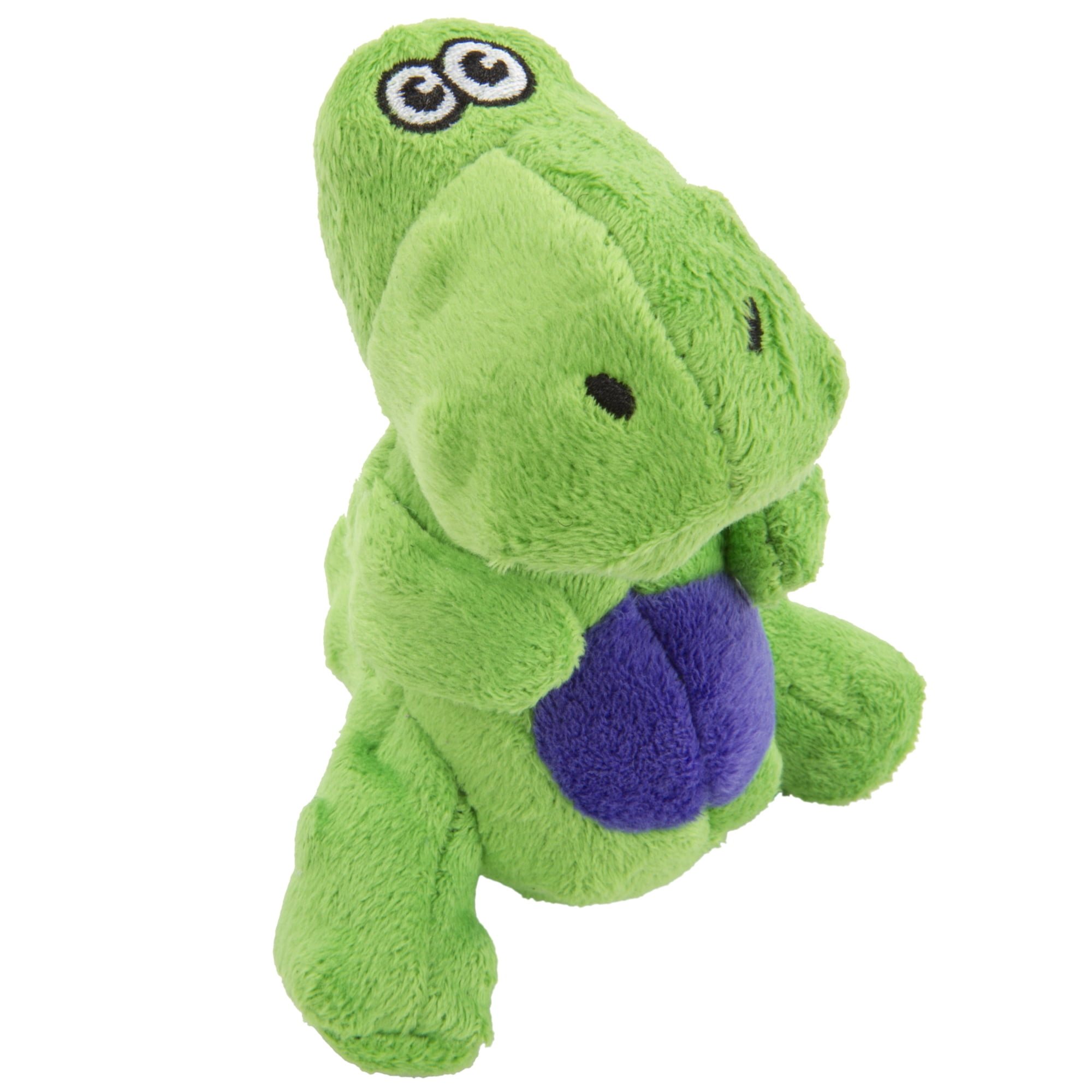 goDog® Dinos™ T-Rex Just for Me™ with Chew Guard Technology™ Durable Plush Squeaker Dog Toy, Green, Mini