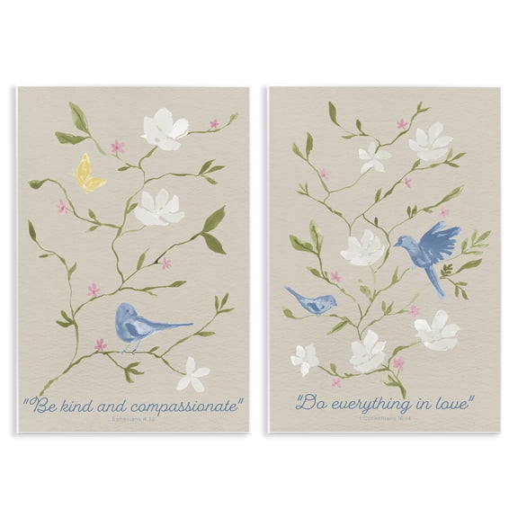 Stupell Industries Floral Comforting Proverbs Quotes and Sayings Painting Unframed Art Print Wall Art, 10 x 15, Set of 2