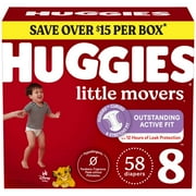 Huggies Little Movers Baby Diapers, Size 8 (46+ lbs), 58 Count (Select for More)