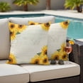 thumbnail image 5 of Sunflower Pillow Covers 2 Pack Country Yellow Sunflowers Floral Leaf Vintage Letter Background Pillowcase Waterproof Outdoor Throw Pillow Cover for Patio Garden Square Cushion 20”x20”, 5 of 9