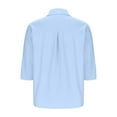 thumbnail image 5 of Delliss Womens Button Down Shirts 3/4 Sleeve V Neck Lapel Work Office Business Casual Blouse Tops, 5 of 7