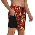 thumbnail image 3 of Picia Golden Squirrels Holiday pattern Mens Swim Trunks with Compression Liner Stretch Beach Shorts Quick Dry with Zipper Pockets No-Chafing Board Shorts-3X-Large, 3 of 9