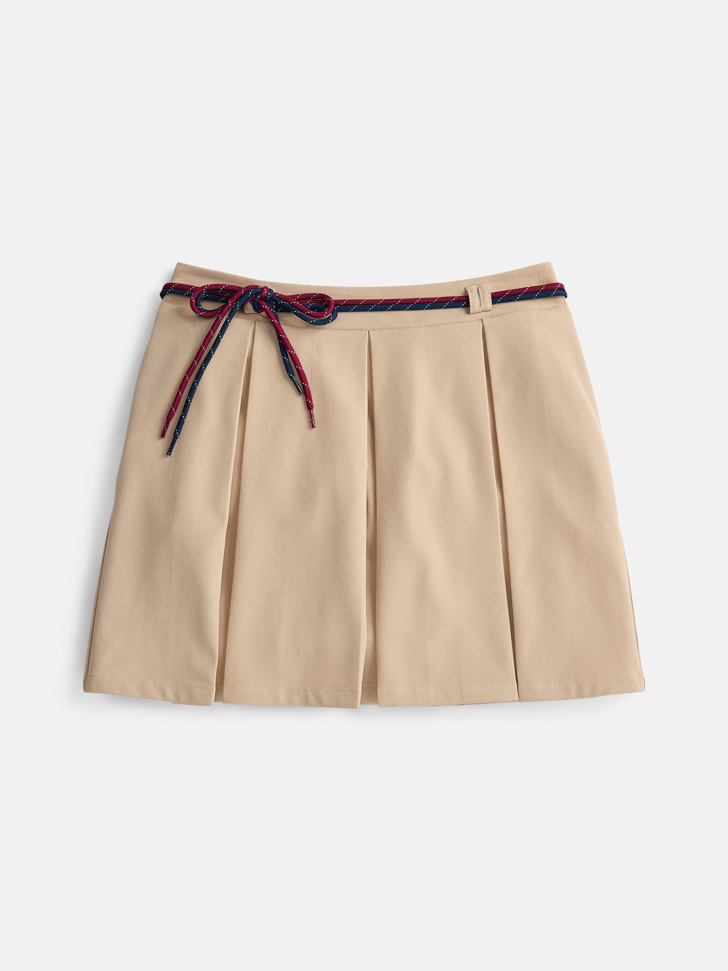Weekend Academy Girls Pleated Skort with Shoe String Belt, Sizes 4-18