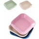 thumbnail image 1 of Platos llanos de paja de trigo de 18 cm, aptos para microondas y lavavajillas, ensaladas/pasteles ligeros sin BPA, anticaída, cuadrados no tóxicos, 4 colores, 1 of 5